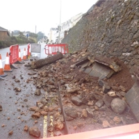 Rain causes wall in Dawlish to collapse