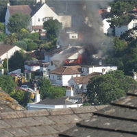 Roof fire in house on Coryton Close 18:50 hrs