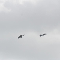 Lynx helicopter flypast Dawlish, today 17/03/17, in farewell gesture.